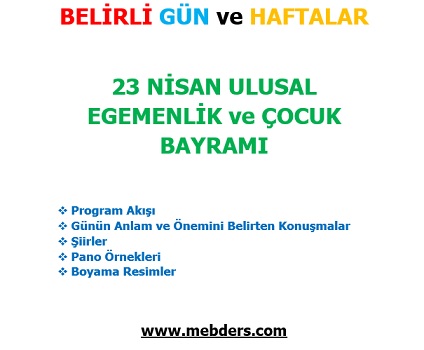 23 Nisan Ulusal Egemenlik ve Çocuk Bayramı Kutlama Programı